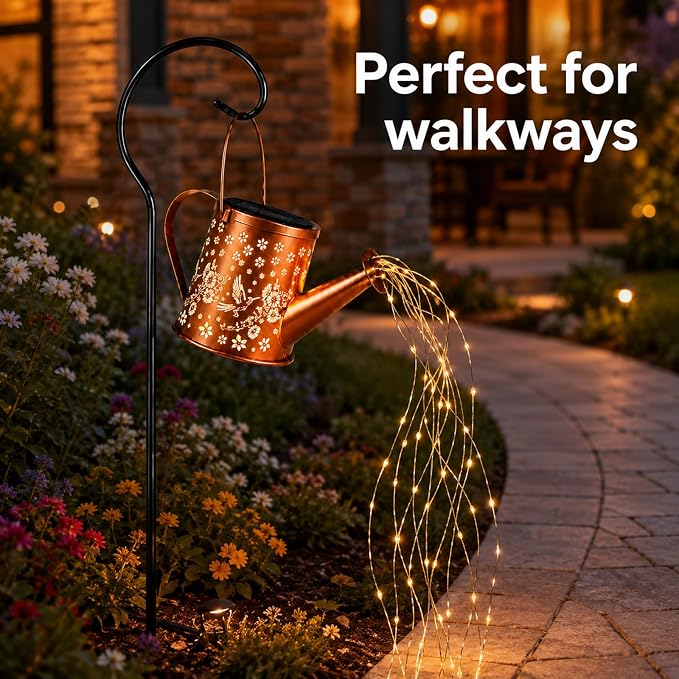 Solar Watering Can Light, Solar Powered Hanging Lantern Landscape Lights, Decorative Garden for Yard Waterproof Garden Decor, Gifts for Mom, Grandma（02-Hummingbird）