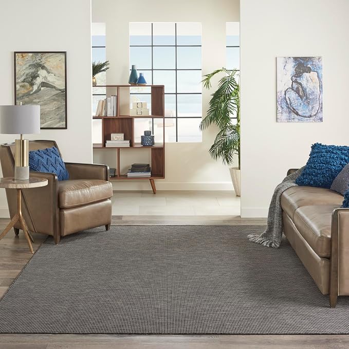 Nourison Home Positano Charcoal 9' x 12' Area Rug - Easy Clean, Non Shedding, Bed Room, Living Room, Dining Room, Kitchen (9' x 12')