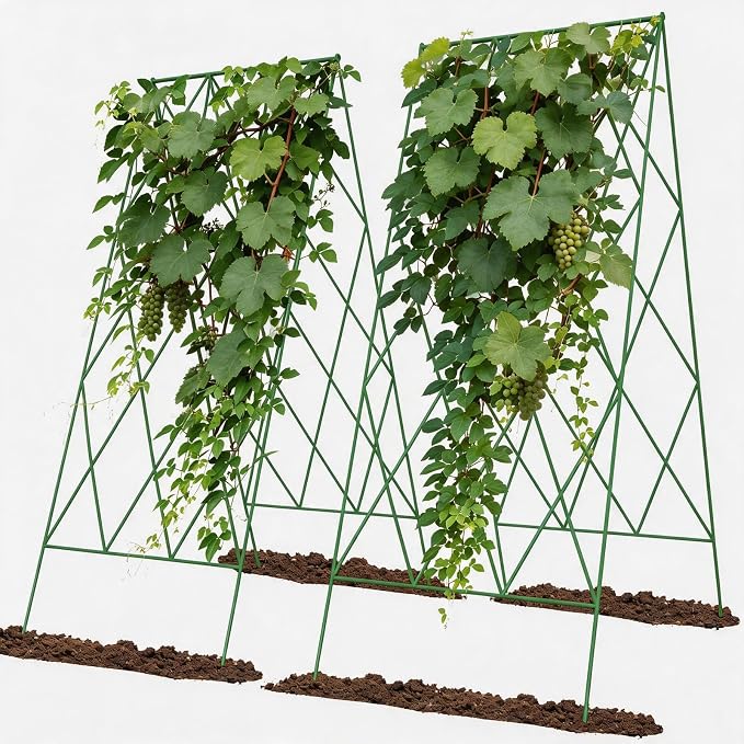 Cucumber Trellis 2 Pack, Foldable A-Frame Garden Trellis for Raised Bed Garden Grow Support with Plant Support Clips, Twist Ties, Plastic Ties, for Cucumber,Tomato, Climbing Plants and Flowers