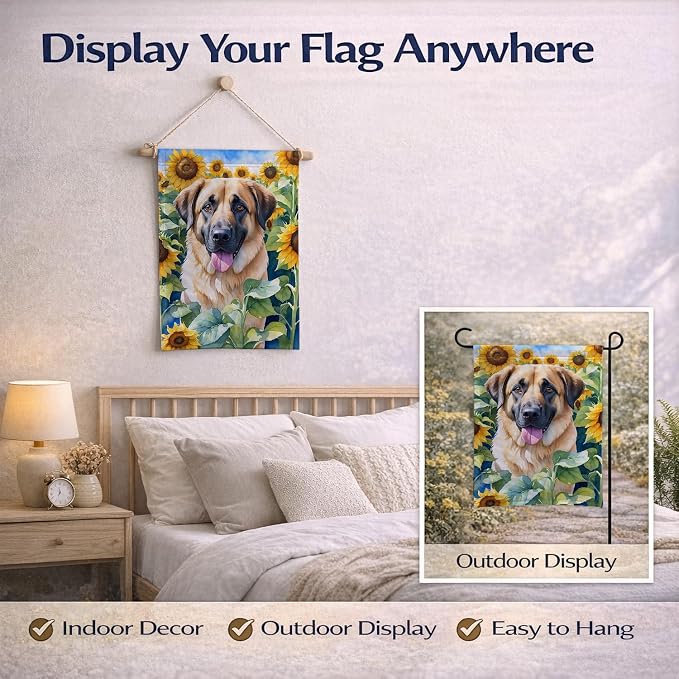 Caroline's Treasures DAC6012GF Anatolian Shepherd in Sunflowers Garden Flag Mailbox Flag Decorative Yard Flag Banner Outside Patio Artwork Yard Flower Beds, Garden Size, Multicolor