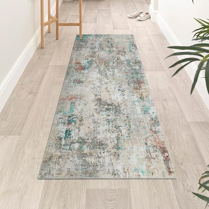 ROYHOME Modern Abstract 2x8 Runner Rug Washable Non Slip Stain Resistant Rug for Hallway Kitchen Bedroom Non Shedding Low Pile Indoor Floor Cover,Colorful