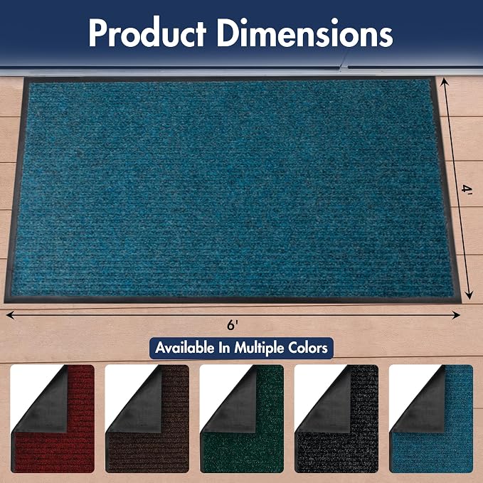 Notrax 109 Industrial Door Mat, 4' x 6' Large Entrance Mat, Heavy Duty Commercial Rugs for Entryway, Welcome Lobbies, Garage, and Mudroom, Made in the USA, Slate Blue, Brush Step 109S0046BU
