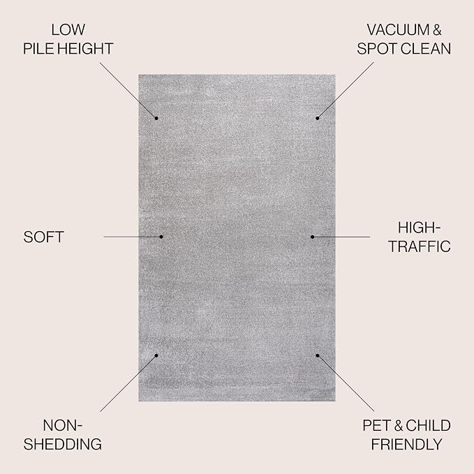JONATHAN Y Haze Solid Low-Pile Light Gray Indoor Area Rug 4x6, Coastal,Bohemian,Minimalist,Classic, Easy-Cleaning for Living Room,Bedroom,Kitchen,Pet Friendly,Non-Shedding (SEU100K-4)