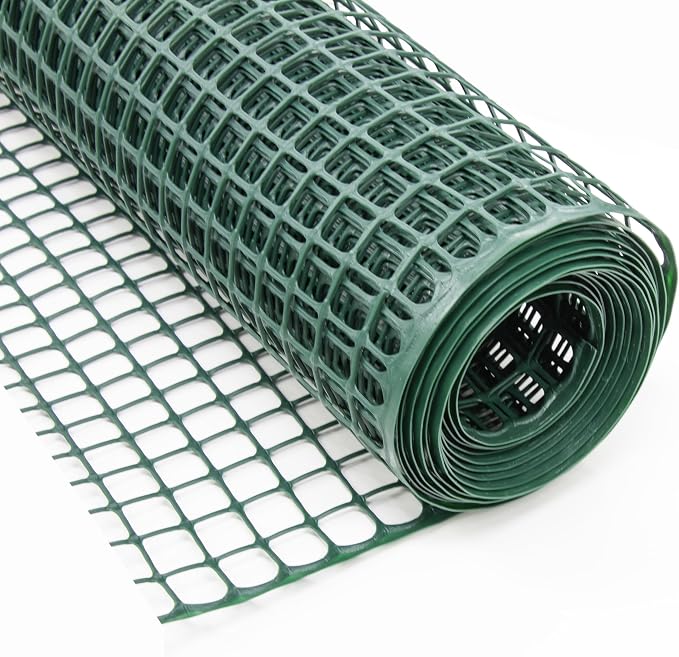 Heavy-Duty Plastic Mesh Netting, Green, 35 x 197 in (90cm x 5m), Recycled Plastic, Cut-to-Size, Durable, Multi-Purpose for Gardening, Fencing, Pets, Birds, Mole, DIY (0.75 in (19mm))