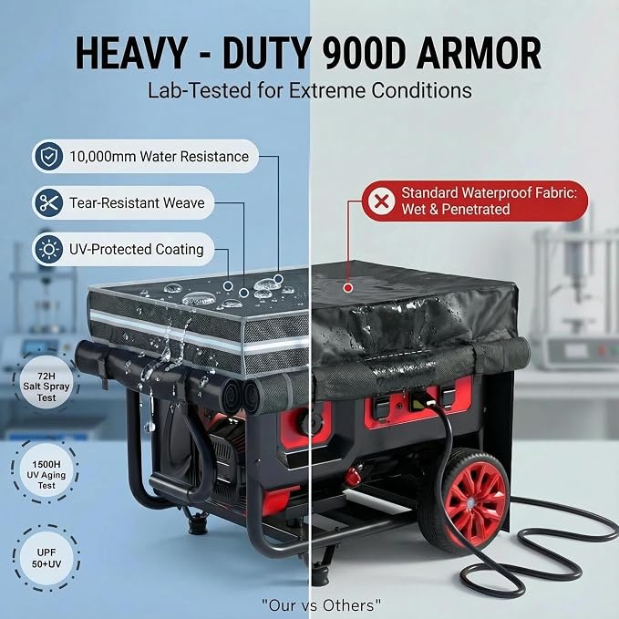 Generator Covers, Generator Covers While Running, 32X24X24 inches, Top Can be Opened, With Tool Bag and Visual Operation Window, Suitable for 3000W-12000W Frame Generator, Black.