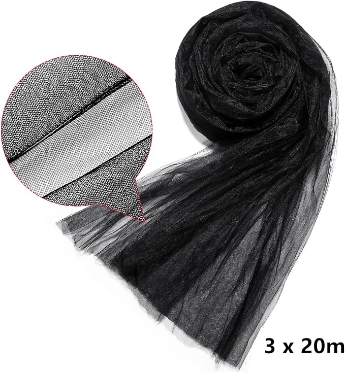 Zonon Mosquito Netting Garden Insect Mesh Netting Garden Patio Mesh Screen Net Fly Insect Bug Bird Net Barrier for Patio Balcony Porch Gazebo Vegetables Fruits Plant Protection(9.84 x 65.62 ft,Black)
