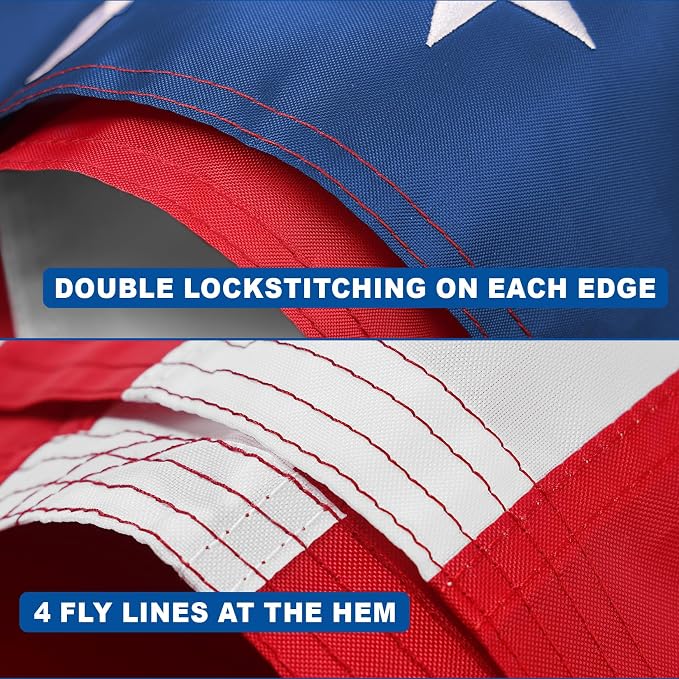American Flags 5x8 Outdoor Use,Non Fading American Flags for Outside,American Flag Outdoor Heavy Duty, American Flag Longest Lasting,US Flag Embroidered Stars, Brass Grommets Sewn Stripes