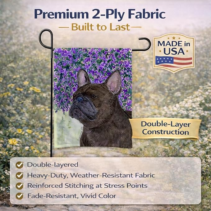 Caroline's Treasures SS8676GF French Bulldog Garden Flag Mailbox Flag Decorative Yard Flag Banner Outside Patio Artwork Yard Flower Beds, Garden Size, Multicolor