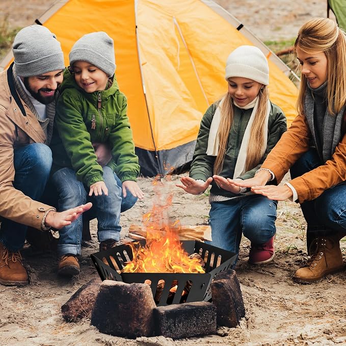 24-inch Portable Fire Pit for Outdoor | High Temperature Resistance Fire Pit For Camping|Backyard|Garden Picnic Patio And Beach|Comes With A Carry Bag
