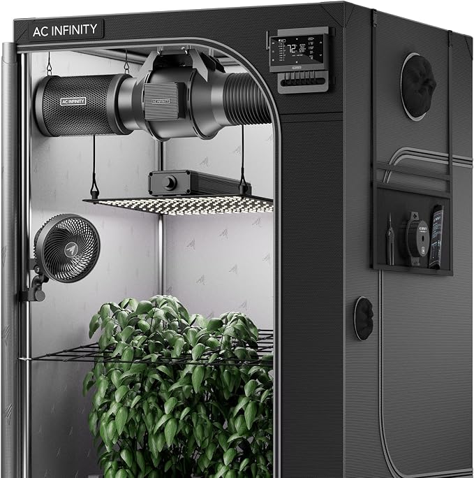 AC Infinity AI Grow System 4x4, 4-Plant Kit w/Self-Learning AI Controller. | Dynamic Airflow & LM301H LED Lighting Control, 2000D Mylar Tent w/ Lab-Tested Reflectivity, Largest Zippered Window