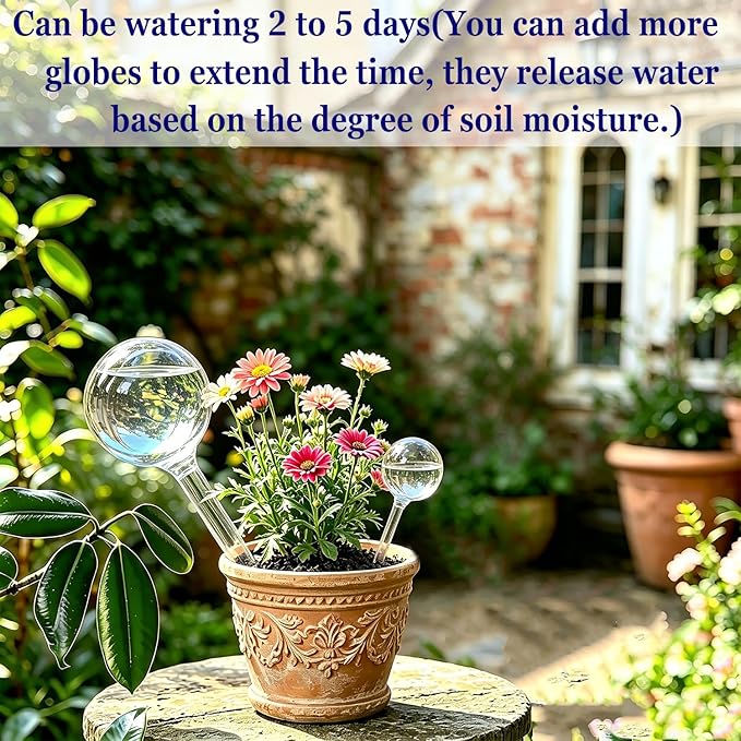 Kingbow 10pcs Plant Self Watering Globes, Clear Plastic Self Watering Bulbs Flower Automatic Watering Stakes Devices, Garden Self Watering Device for Outdoor Indoor Plant