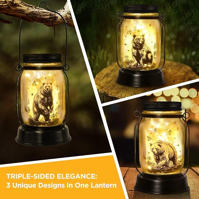 kyoryuger Bear Gifts for Women/Men Bear Lovers Solar Lantern Mom Birthday, Mothers Day, Solar Garden Decoration Outside for Yard, Patio,Backyard,Porch, Torches