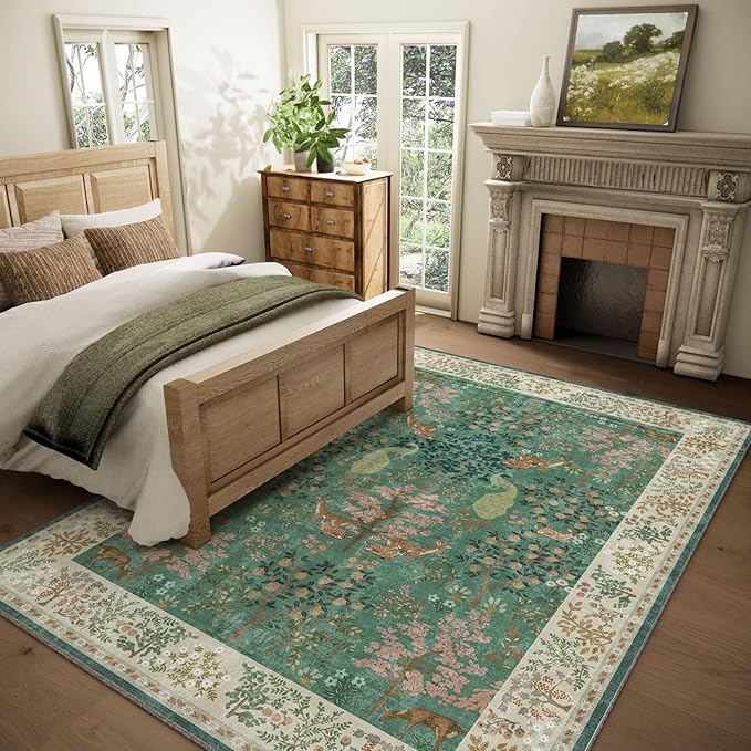 Washable Area Rugs for Living Room: 6x9 Bedroom Rug Stain Resistant Non Slip Low Pile Lightweight Soft Carpets for Living Room Dining Room Kitchen Nursery Kids Room Farmhouse Indoor