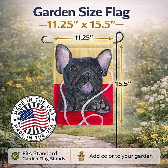 Caroline's Treasures SS8899GF French Bulldog Garden Flag Mailbox Flag Decorative Yard Flag Banner Outside Patio Artwork Yard Flower Beds, Garden Size, Multicolor