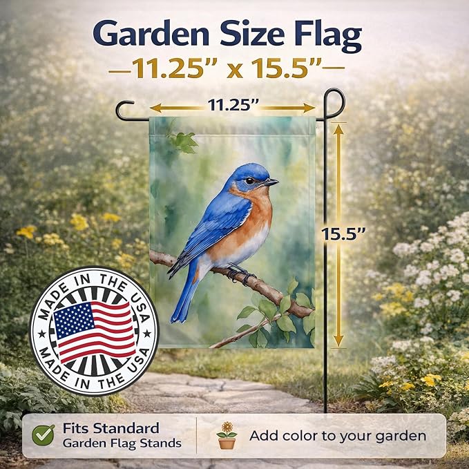 Caroline's Treasures New York Eastern Bluebird Garden Flag Mailbox Flag Decorative Yard Flag Banner Outside Patio Artwork Yard Flower Beds, Garden Size, Multicolor