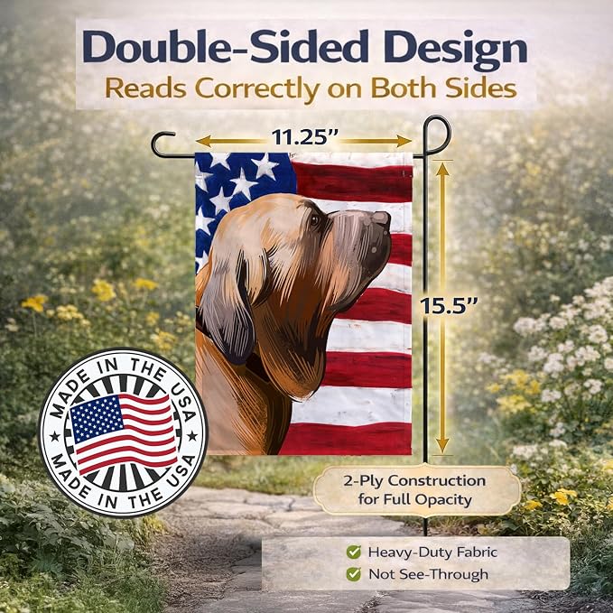 Caroline's Treasures CK6522GF Fila Brasileiro Dog American Flag Garden Flag Mailbox Flag Decorative Yard Flag Banner Outside Patio Artwork Yard Flower Beds, Garden Size, Multicolor