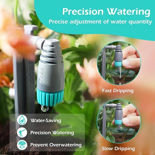 ZEEGO Automatic Plant Waterer for Up to 10 Potted Plants, No Faucet Required Drip Irrigation System, Battery or AC Powered Automatic Watering System for Indoor & Outdoor Gardens, Vacation Plant Care