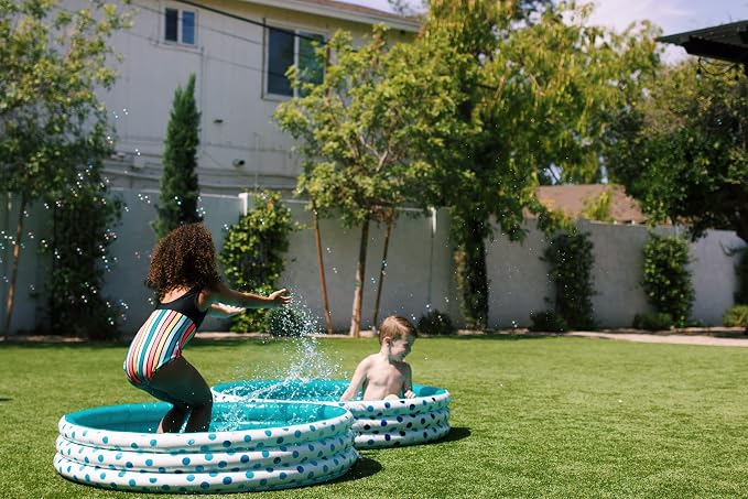 Rae Dunn x CocoNut Float Indigo Polka Dot Mini Pool, Live Love Float | Suitable uses include sunny gatherings, backyard recreation, vacation activities, playful relaxation, family entertainment