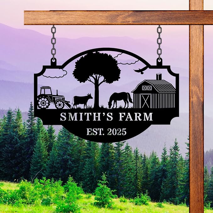 Personalized Metal Farm Hanging Sign, Outdoor Farmhouse Decor, Custom Your Large Farm Sign, Barn Sign, Farm Gate Sign, Farm Sign with all farm Pets