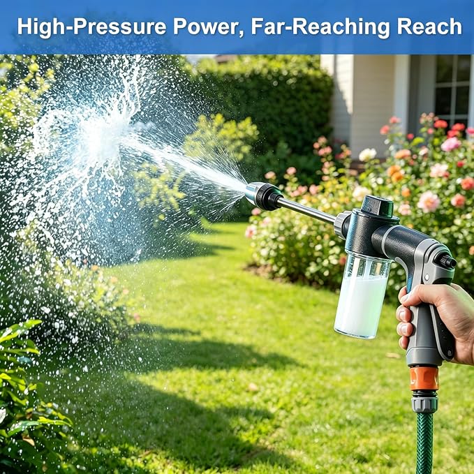 Aquoxis Pressure Washer Gun, High Pressure Hose Nozzle, 3 Spray Modes Handheld Pressure Washer Nozzle for 3/4" Garden Hose, Watering Sprayer for Cleaning Yard Patio Car Pets