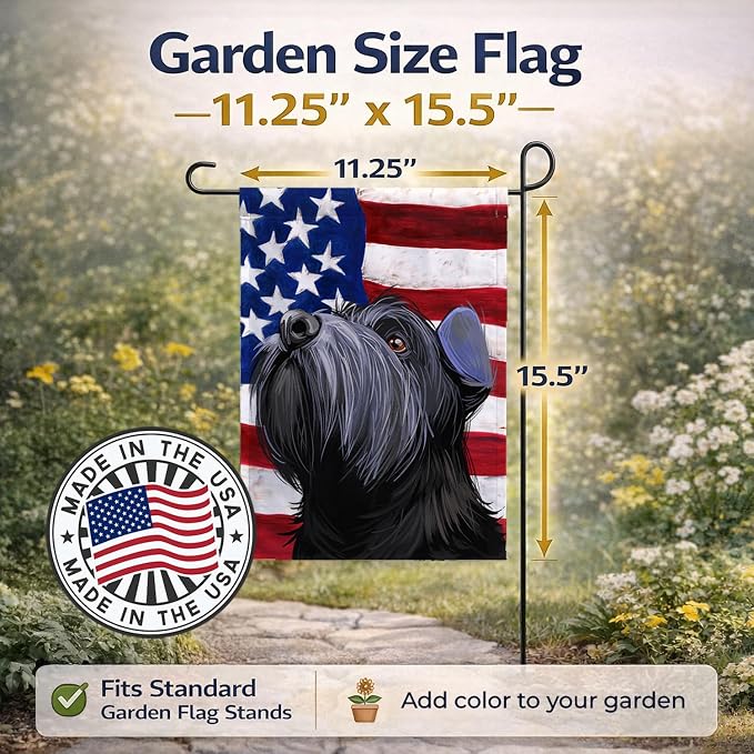 Caroline's Treasures CK6725GF Standard Schnauzer Black American Flag Garden Flag Mailbox Flag Decorative Yard Flag Banner Outside Patio Artwork Yard Flower Beds, Garden Size, Multicolor