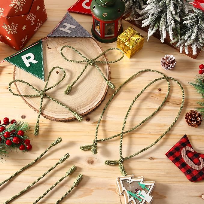 Zhengmy 24 Pcs 30 Inch Christmas Garland Ties Decorative Twist Ties for Banister Reusable Flexible Twist for Stairway Christmas Garland Hanger Xmas Railing Decor Holiday Craft Wrapping(Olive Green)