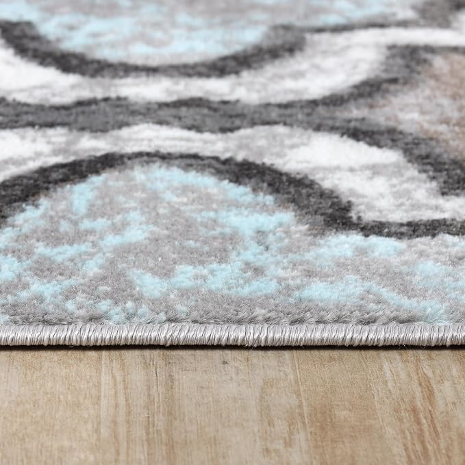 Superior Modern Indoor Area Rug, Non Slip Rug, 8'x10', Turquoise | Geometric Design Floor Décor, Easy Care High Traffic Areas Living Dining Room, Bedroom, Office, Entryway, Viking Collection