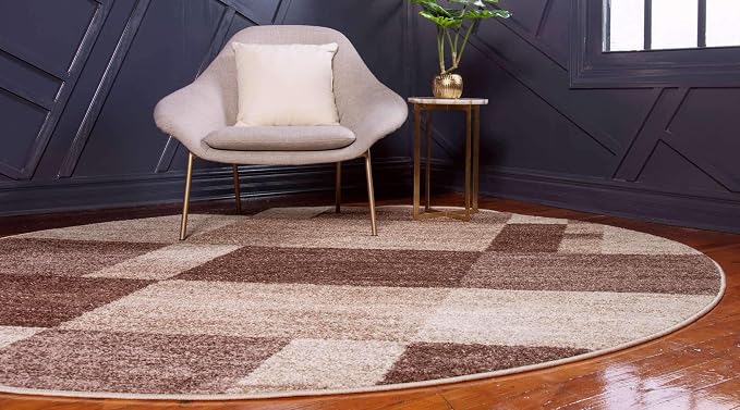 Unique Loom Autumn Collection Area Rug - Providence (3' 3" Round, Light Brown/ Beige)