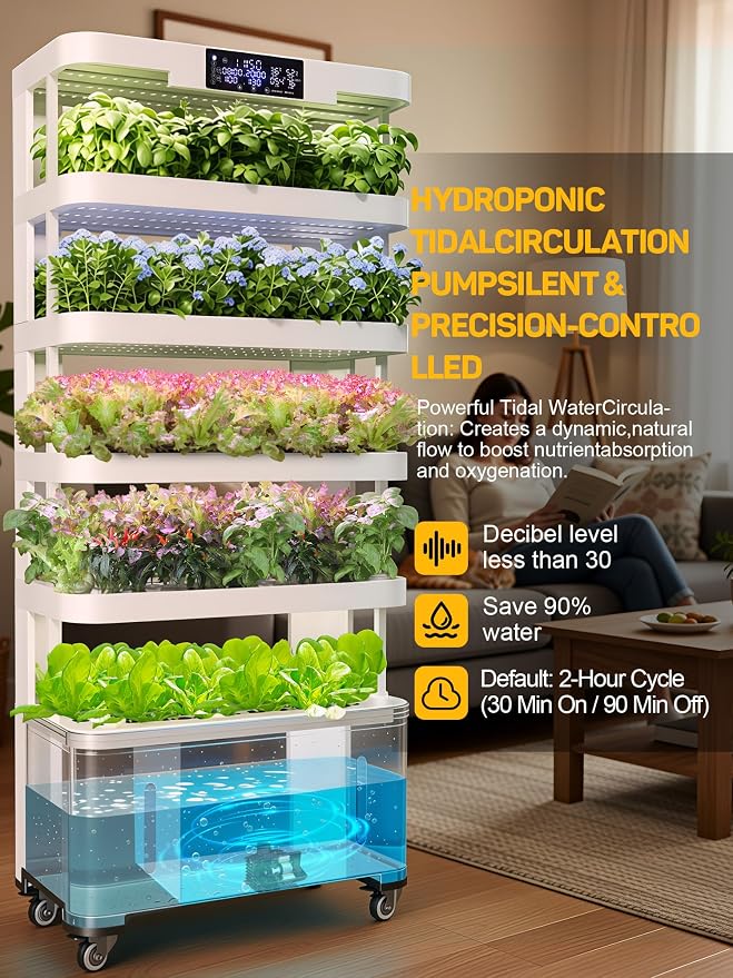 Large Hydroponics Growing System,148 Pod Vertical Indoor Garden Tower | hydroponic tower, Full-Spectrum Grow Lights, Ultra-Quiet Pump, Dual Water Tanks, 30-Day Self-Managed for Home & Commercial