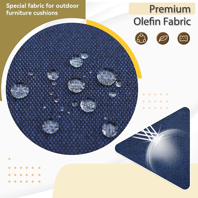 Deep Seat Patio Cushions Set 22 x 22 Inch,Olefin Fabric Outdoor Seat Cushion,Patio Furniture Cushions with Removable Cover,Rain-Proof and Fade Resistant Deep Seat Bottom & Back Cushion,1set
