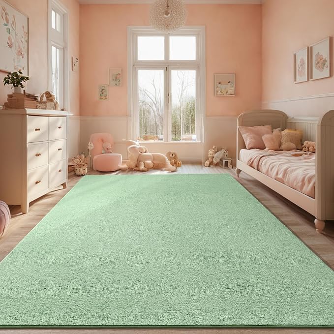 5x7 Sage Green Area Rug Modern Aesthetic Minimalist | Washable Memory Foam, Low Pile Non Slip Indoor Carpet for Living Room Bedroom Office Classroom College Dorm Room Home Decor