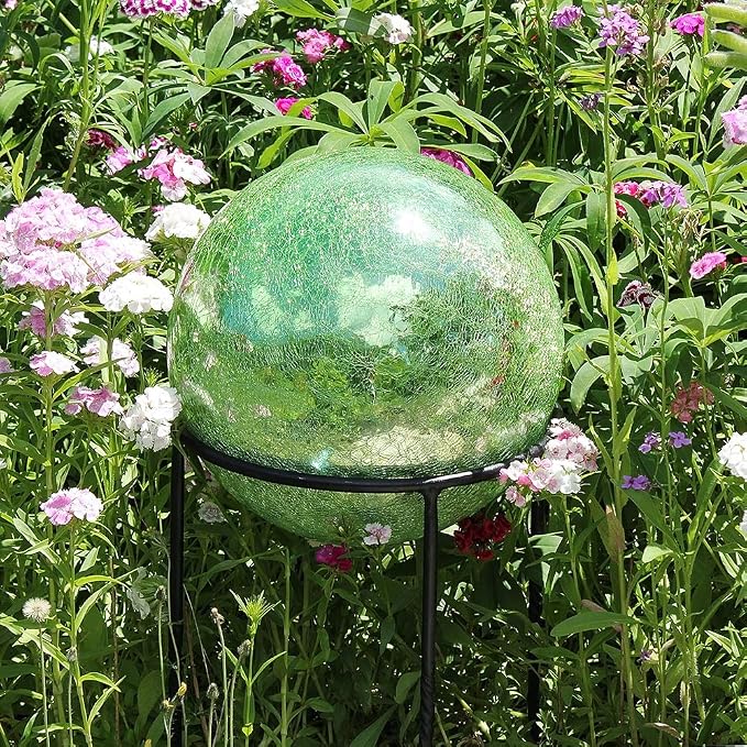 Achla Designs 12-Inch Crackle Gazing Globe Ball, Light Green