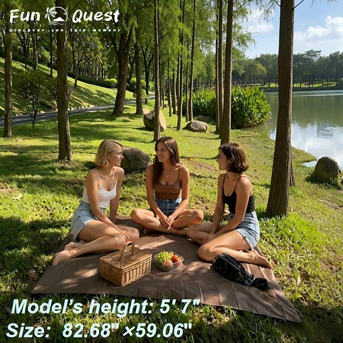 Picnic Blanket Waterproof – Packable Sand Proof Beach Blanket (0.42lb/0.66lb), Compact & Foldable, Fits in Pocket with Integrated Stakes, Ideal for Camping, Hiking, Travel, Concert, Festival