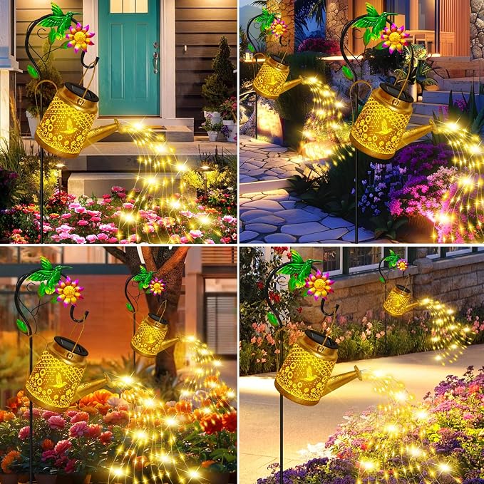 ostritec Hummingbird Solar Lanterns Garden Decor, Outdoor Waterproof Watering Can with Shepherd Hook, Solar Garden Decor for Yard Outdoor Pathway, Gifts for Women Mom Grandma Birthday Mothers Day