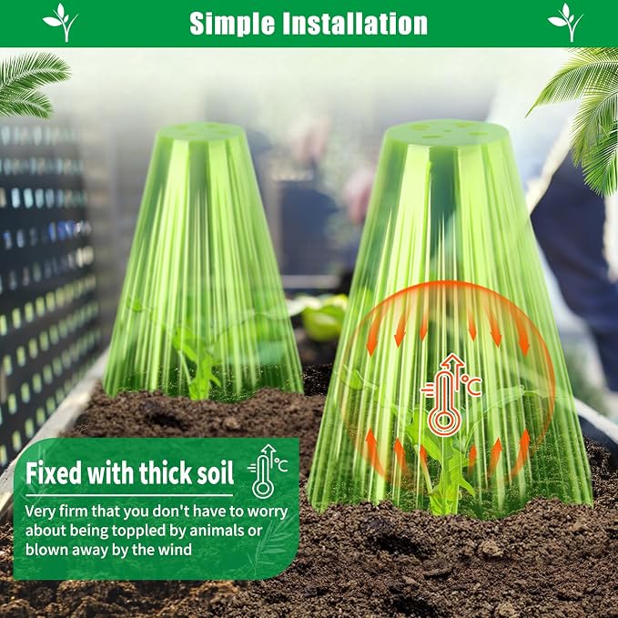 20 Pack Garden Cloches for Plants, Reusable Bell Plant Cover, Plant Covers Protectors from Animals Snails Birds Chickens Insect, 9.18" H X 7.56" D (Green)