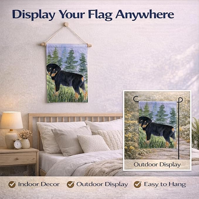 Caroline's Treasures SS8057GF Rottweiler Garden Flag Mailbox Flag Decorative Yard Flag Banner Outside Patio Artwork Yard Flower Beds, Garden Size, Multicolor