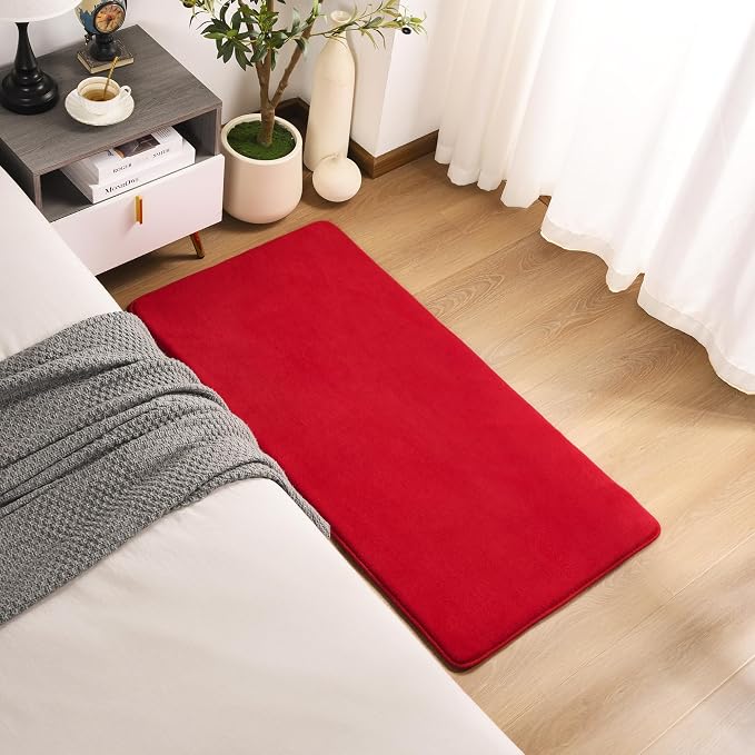 Amearea Modern Washable Runner Rugs, 2x4 Feet Red Bedroom Runner Rug | Small Area Rugs for Bedroom Living Room, Non Slip Memory Foam Rug for Hallway Entryway Kids Boys Girls Room Laundry Room