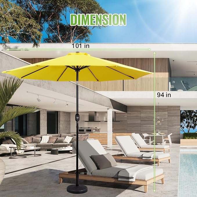Backyard Expressions 9 ft. Patio Umbrella, Market Table Umbrella w/Tilt and Crank, 8 Ribs