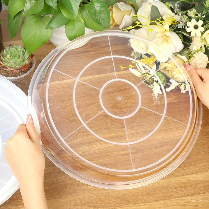 FUIJOL 4 Pack Clear Plant Saucer 20 Inch, Durable Plant Drip Trays Saucers for Pots, No Holes Water Catcher Trays for Indoor Outdoor Planter, Sturdy Base Plate(20", Clear)