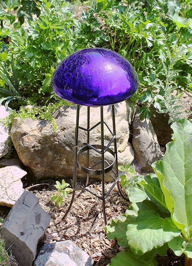 Achla Designs Glass Toadstool Mushroom Gazing Ball, Blue