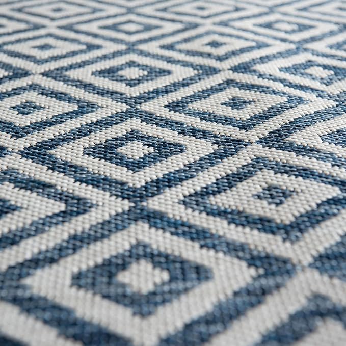 Unique Loom Jill Zarin Outdoor Collection Area Rug - Costa Rica (4' 1" Round, Blue/ Ivory)