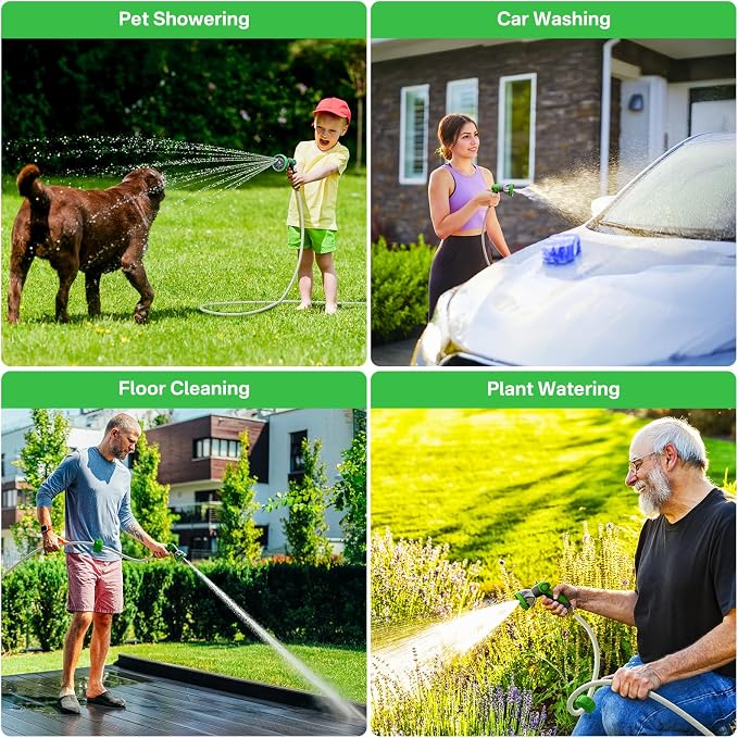 Retractable Garden Hose Reel, 1/2 in x 150 ft Heavy Duty Wall-Mounted Hose Reel with 180° Swivel Bracket, 10-Pattern Nozzle, Automatic Slow Rewind System, Any Length Lock for outside Watering,Cleaning
