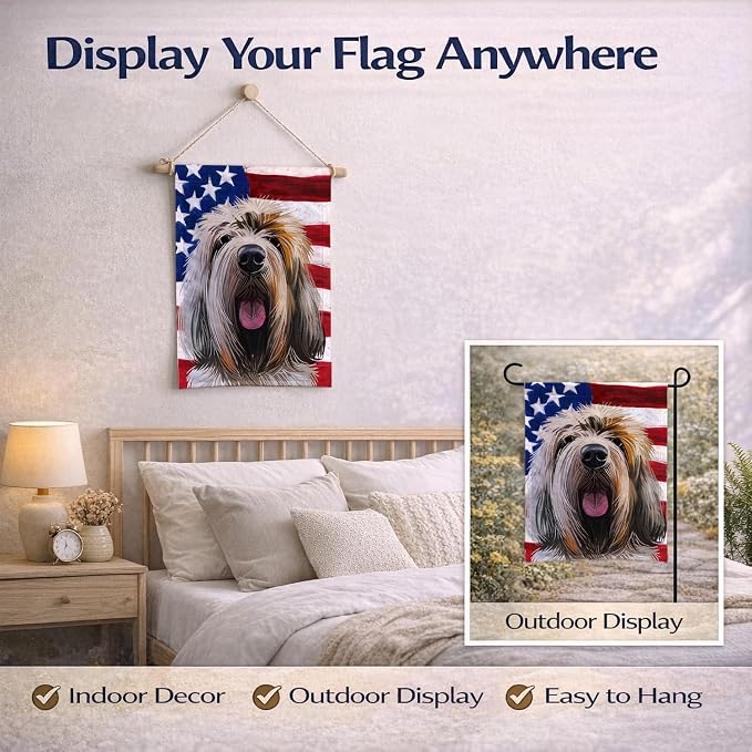 Caroline's Treasures CK6545GF Grand Griffon Vendeen Dog American Flag Garden Flag Mailbox Flag Decorative Yard Flag Banner Outside Patio Artwork Yard Flower Beds, Garden Size, Multicolor