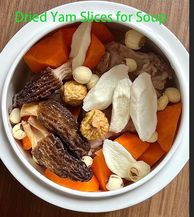 Chinese Yam Slices- Pure Natural Chinese Herbal Medicine-Dried Sliced Tiegun Shan Yao 8.81oz/250g Used for making soup-Brewing tea-铁棍山药片 (Yam Slices)