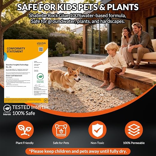 Rock Glue for Landscaping, 2 Gallon 20X Mega Hold Mulch Hold Gravel Binder, Intertek Test Pea Gravel Stabilizer, Pet Safe Mulch Stone Adhesive for Walkways, Yards & Decorative Driveway Edges