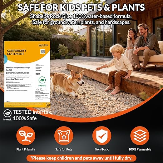 Rock Glue for Landscaping, 4 Gallon 20X Mega Hold Mulch Hold Gravel Binder, Intertek Test Pea Gravel Stabilizer, Pet Safe Mulch Stone Adhesive for Walkways, Yards & Decorative Driveway Edges