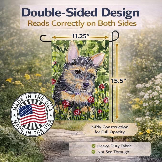 Caroline's Treasures SS8893GF Norwich Terrier Garden Flag Mailbox Flag Decorative Yard Flag Banner Outside Patio Artwork Yard Flower Beds, Garden Size, Multicolor