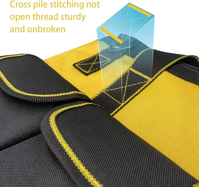 16-inch tool bags for men durable non-slip feet adjustable shoulder strap 14 functional pockets, for electricians, carpenters, gardening (yellow)
