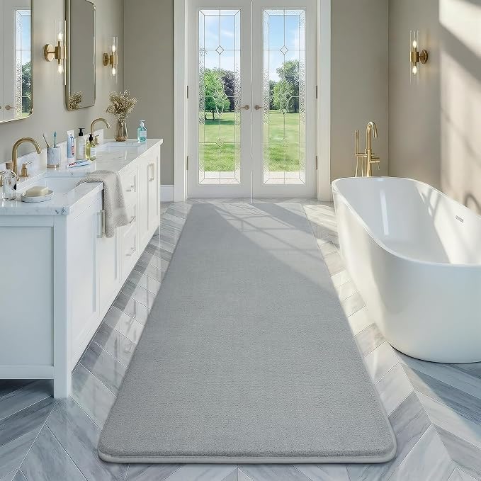 Amearea Modern Soft Hallway Runner Rug, 3x8 Feet Long Runners for Hallways | Washable Runner Rugs, Non Slip Memory Foam Rug Grey Runner Rugs Carpet for Entrance Kitchen Kids Room Decor