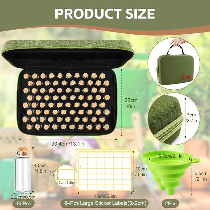 80 Slots Seed Storage Organizer Box, Sturdy Seed Organizer with Classic Vintage Design, Garden Seed Saver Kit with Label Stickers and Funnel, Airtight Seed Storage Container for Flowers, Vegetables